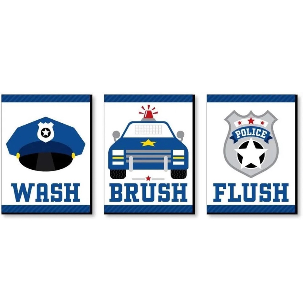 Big Dot of Happiness Calling All Units Police Cop Kids Wall Art - 7.5 x 10” 3pcs